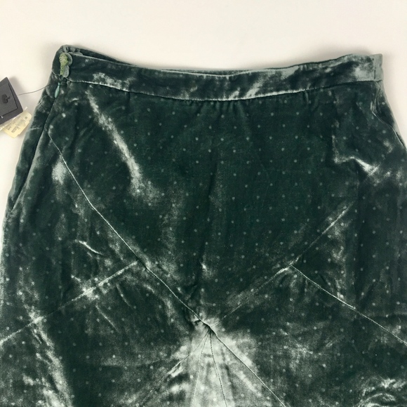 NEW MARC JACOBS Green Polka Dot VELVET Skirt 4 - Picture 5 of 8